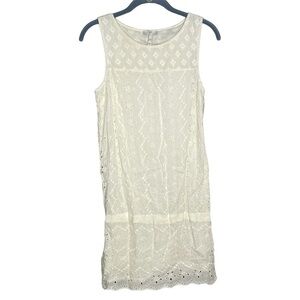 Joie eyelet lace shift dress ivory off white cream women size xs sleeveless